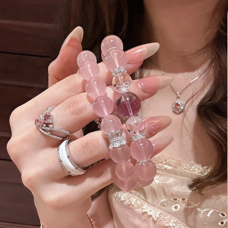 Madagascar Icy Pink Rose Quartz & Amethyst Bracelet - Love & Fortune Design