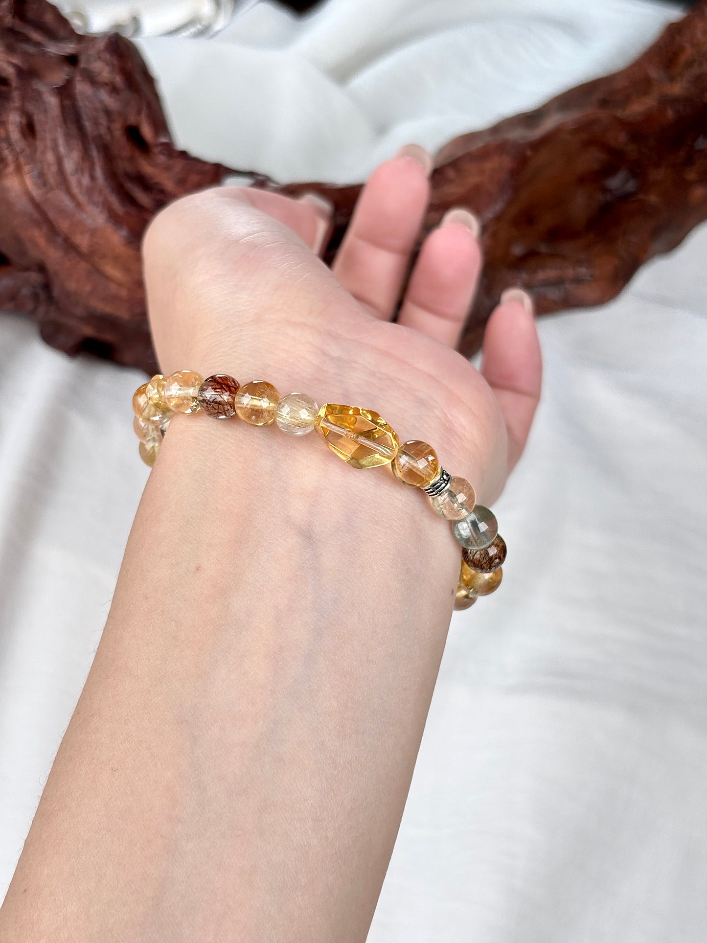 "Quiet Luxury" Crystal Bracelet - Yellow & Black Gold, Titanium, and Copper