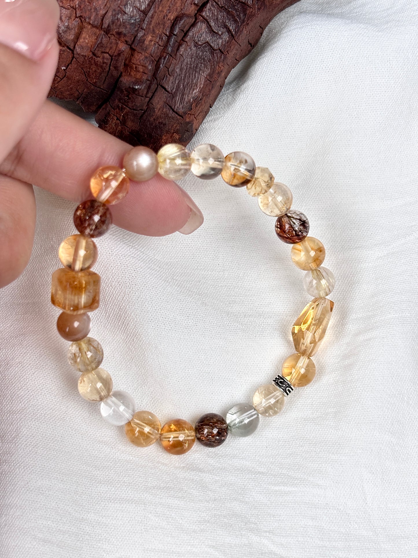 "Quiet Luxury" Crystal Bracelet - Yellow & Black Gold, Titanium, and Copper