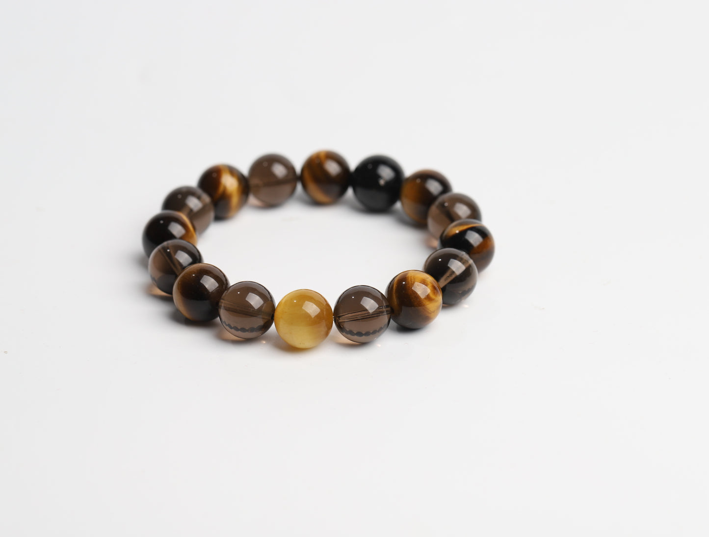"Prosperity Boost" Bracelet - Tiger's Eye, Tea Crystal & Black Hair Crystal