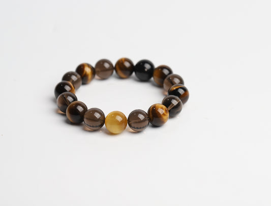 "Prosperity Boost" Bracelet - Tiger's Eye, Tea Crystal & Black Hair Crystal