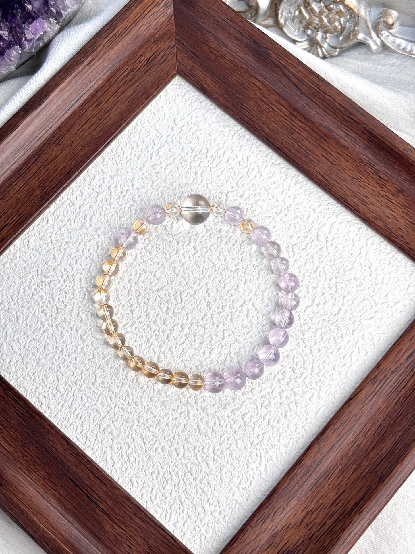 "Fortune & Benefactor" Bracelet - Yellow & Lavender Amethyst Crystal Design