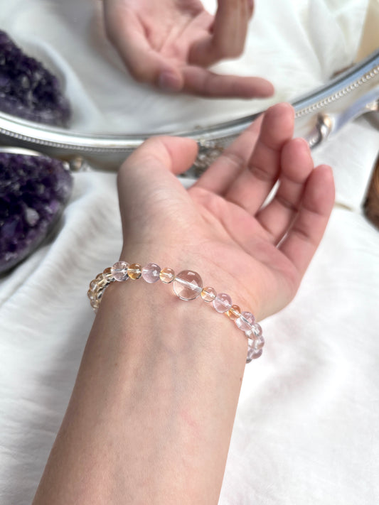 "Fortune & Benefactor" Bracelet - Yellow & Lavender Amethyst Crystal Design