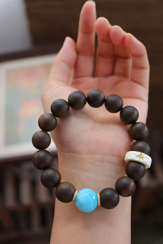 Rare Vietnamese Ky Nam Agarwood Bracelet | 13mm Grounding Spiritual Beads