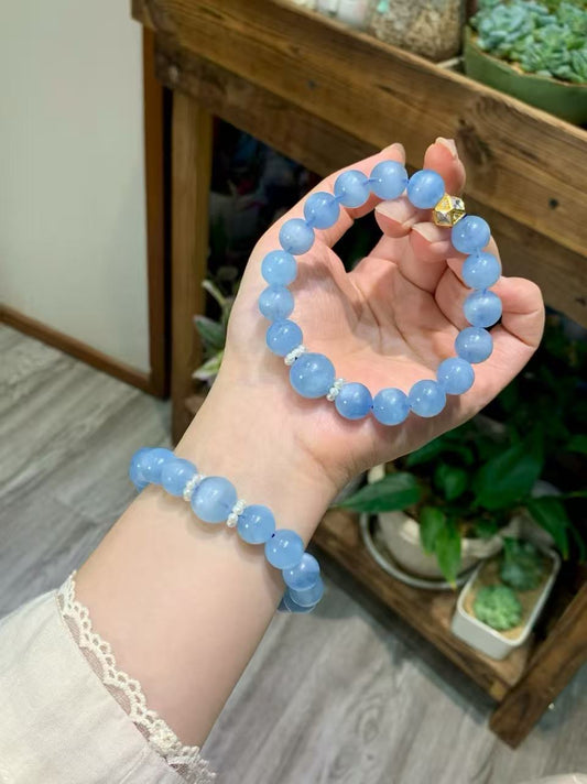Ocean Legend Aquamarine Bracelet | Natural Stone with Pearl Accent
