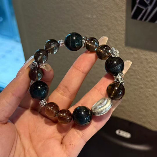 Blue Tiger Eye & Smoky Quartz Healing Bracelet | Timeless Old Money Style for Calm & Confidence