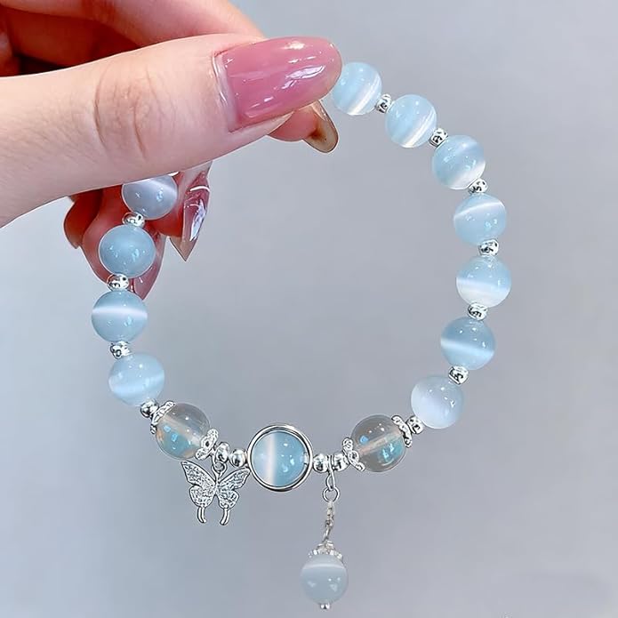 Cat Eye Stone Bracelet for Women - Quality Gray Crystal Butterfly Bracelet