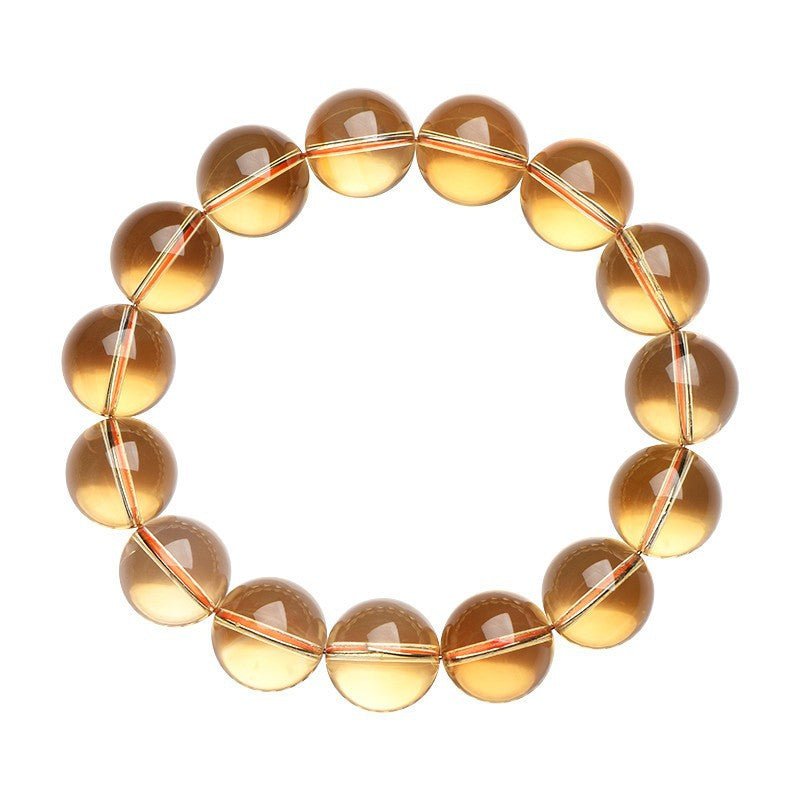 7A Grade Natural Yellow Citrine Round Bead Bracelet - 8mm