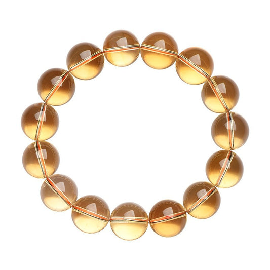 7A Grade Natural Yellow Citrine Round Bead Bracelet - 8mm