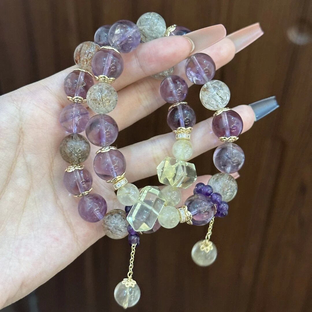 Natural Amethyst Bracelet - "Purple Energy" Design for Women - 10mm