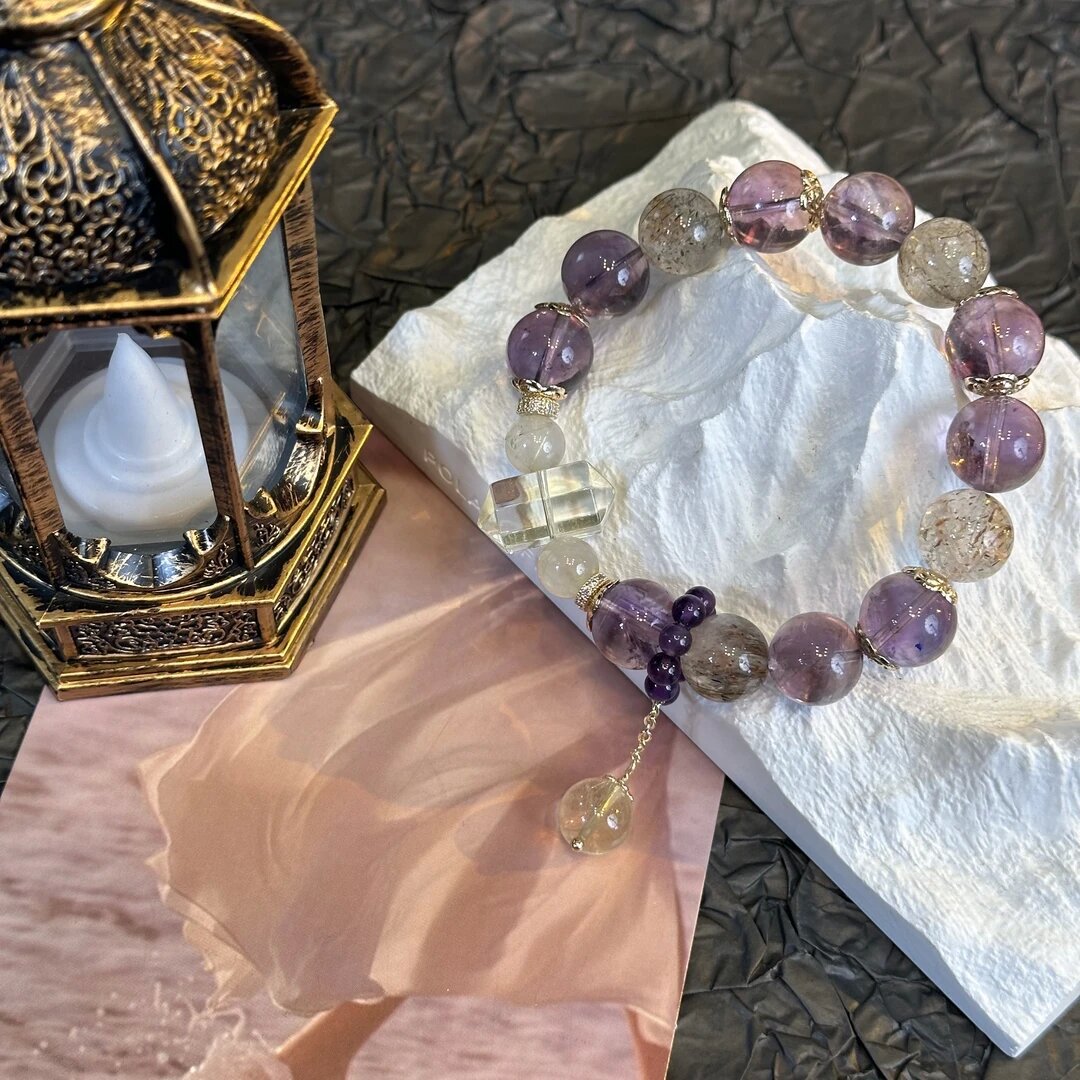 Natural Amethyst Bracelet - "Purple Energy" Design for Women - 10mm