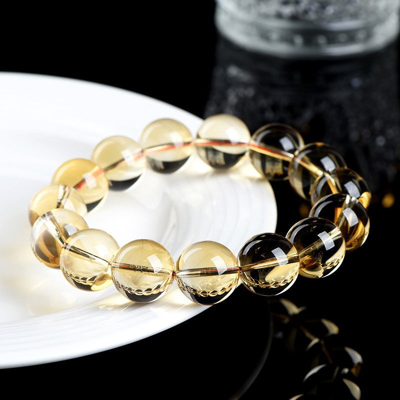 7A Grade Natural Yellow Citrine Round Bead Bracelet - 8mm
